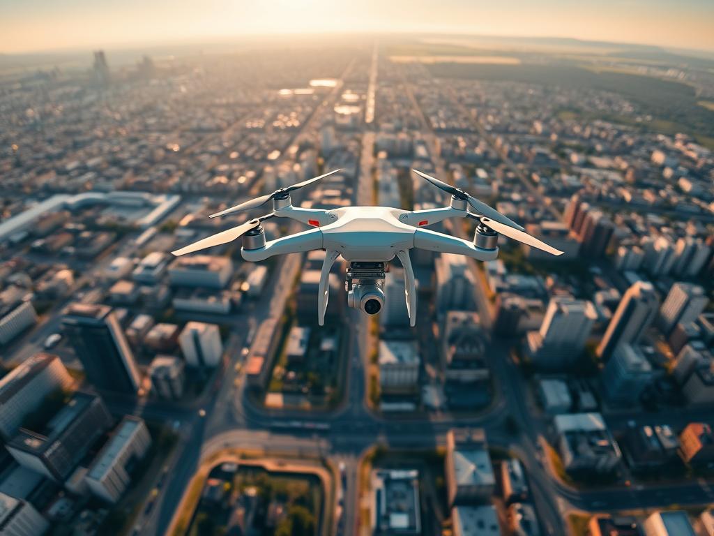 Panoramiczne zdjęcie z drona ukazujące rozległy krajobraz miejski