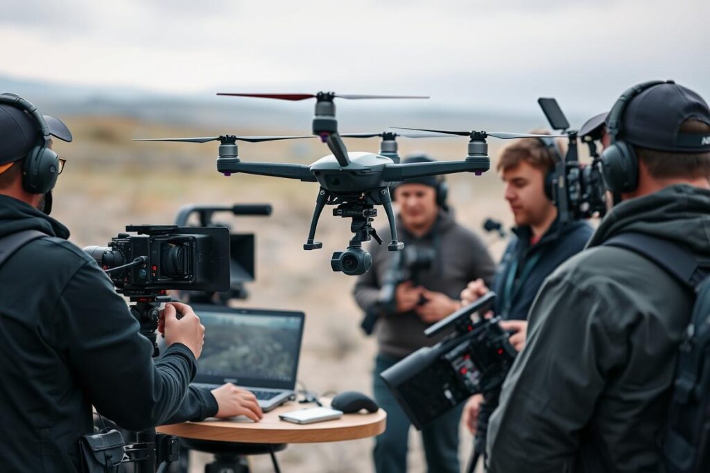 Zespół produkcyjny Simple Frame podczas realizacji złożonego projektu filmowego z dronem